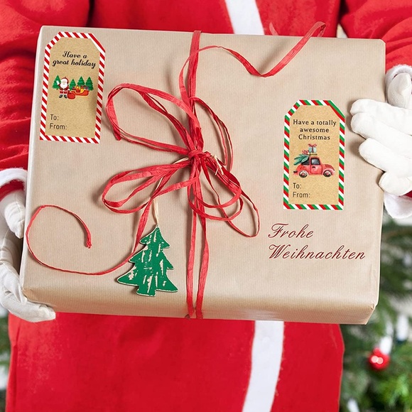 🎄 50 HOLIDAY PRESENTS LABELS 2024 - Kraft color - Picture 4 of 7